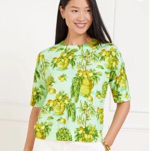 NWT Talbots ELBOW SLEEVE PULLOVER - LEMON TREES Size US 1X
